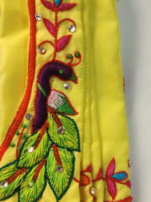 Handmade Gaura Nitai Deity Dress – Luxurious Silk Poshak with Intricate Embroidery,