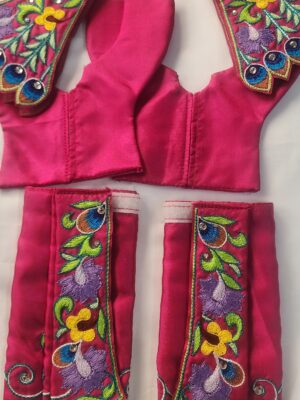 Vrindavan Crafted Gaura Nitai Silk Outfit – Handmade Worship Attire for ISKCON Deities,