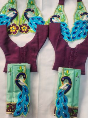 Gaura Nitai Worship Attire – Handmade Silk Poshak with Intricate Embroidery,