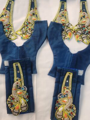 Vrindavan Crafted Gaura Nitai Temple Dress – Handmade Silk Outfit with Beautiful Embroidery,