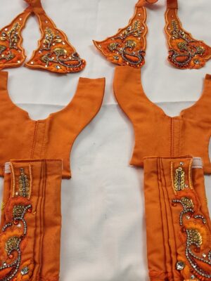 Traditional Gaura Nitai Worship Dress – Handcrafted Silk Outfit with Exquisite Embroidery,