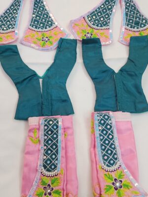 Traditional Gaura Nitai Embroidered Dress – Soft Silk Handmade Outfit for Worship,