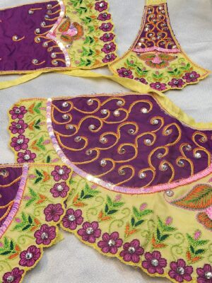 Handmade Jagannath Subhadra Balram Outfit – Exclusive Embroidered Silk Devotional Dress,