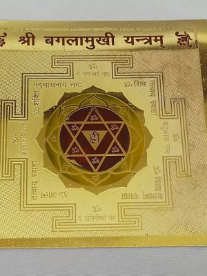 DEV POOJA STORE Golden Shree Baglamukhi Yantra | Victory & Protection | Siddha Yantra with Rudraksha | Vrindavan Blessed