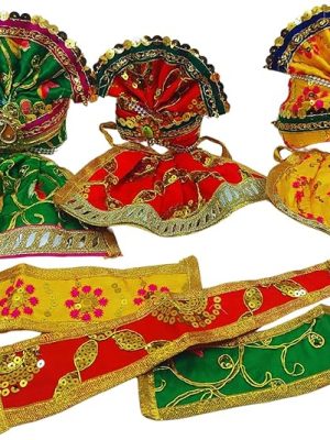 Jagannath Subhadra Balram Worship Poshak – Handmade Silk Outfit with Intricate Embroidery,