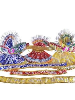 Jagannath Subhadra Balram Devotional Poshak – Handmade Silk Outfit with Fine Embroidery,