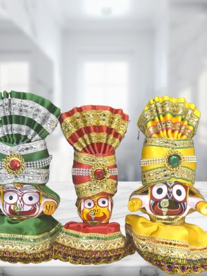 Jagannath Balram Subhadra Silk Poshak – Handmade Deity Outfit,