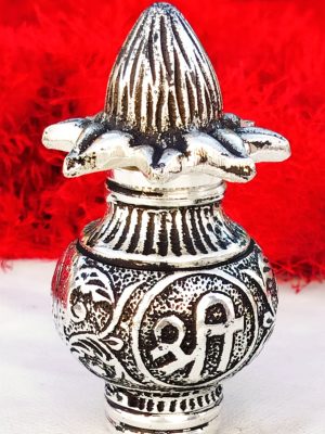 Antique German Silver Kalash | Detachable Coconut Leaf | Abhishekh Kalash | Vrindavan Handmade | Return Gift Option