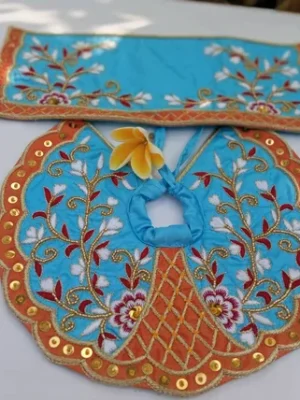 Handmade Jagannath Balram Subhadra Dress – Fine Embroidered Silk Outfit,