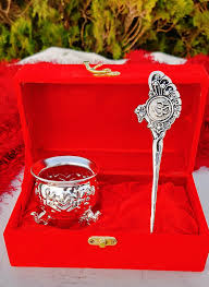 German Silver Ghungaru Aarti Thali Set with Om Tika Stick | Pooja Gift | Wedding Return Gift | Vrindavan