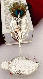German Silver Flute Krishna Tilak Stick with Nakkashi Kumkum Dibbi | Pooja Gift Set