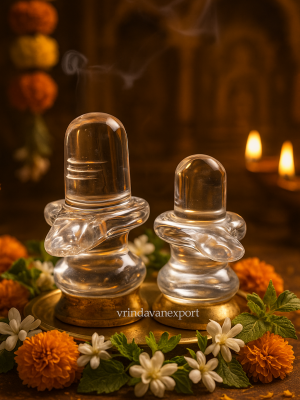 Natural Crystal Shivling | Transparent Sphatik Shiva Lingam | Handmade Pure Quartz Stone Lingam from Vrindavan Export