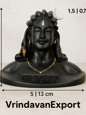 Adiyogi Shiva Statue 9cm | Black Resin Adiyogi Idol | Meditation & Yoga Decor | Handmade in Vrindavan by Vrindavan Export