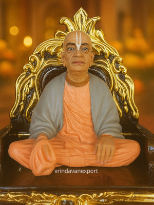 Shrila Prabhupad Statue Marble Dust Fiber Idol, with teak wood sinhasan , Temple & Spiritual Decor, Marble Dust prabhupad , iskcon devotee