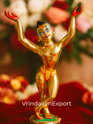 13 Inch Solid Ashtadhatu Gaur Nitai Murti | 12 Kg Handmade Temple Deity | ISKCON Gaura Nityananda Idol from Vrindavan