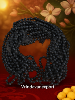 Black Original Shaligram Mala (108+1 Beads) | Sacred Beads for Puja & Meditation | Natural Shaligram Mala from Holy Vrindavan