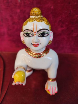 5 Inch Fiber Laddu Gopal Idol | Handmade Krishna Murti | Vrindavan Laddu Gopal Statue | Baby Krishna Murti