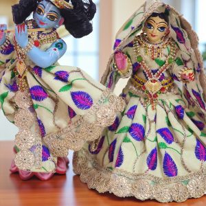 8 Inch Handmade Brass Radha Krishna Statue | Beautifully Painted Devotional Murti from Vrindavan | Jugal Jodi Deities for Home Temple by Vrindavan Export