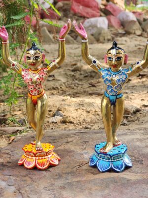 Beautiful 6Inch/15cm Gaur Nitai Idol Hand-Painted, goura nitai murti , statue of gourang mahaprabhu , hare krishna , gaur nitai deities