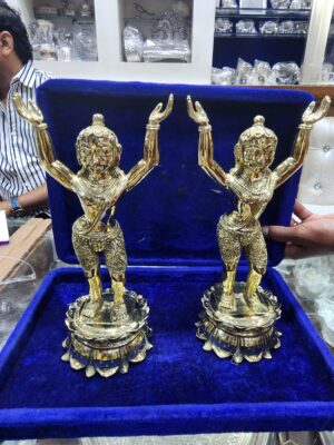 20230521_171653 Beautiful 9-Inch solid ashtdhatu antique more detailed Gaura Nitai Idol , religious iskcon vaishnav gour nitai murti from vrindavan holy