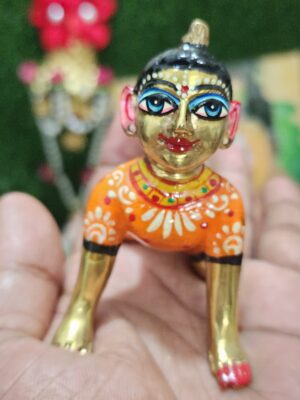 20230811_202842 4inch brass radha rani panited statue , vrindavan radha rani murti , shriji murti , radha vallabhi radha rani , vrindavaneshwari