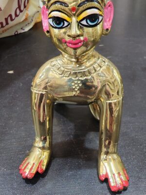 5inch brass radha rani statue , vrindavan radha rani murti  , shriji murti , radha vallabhi radha rani , vrindavaneshwari srimati radha rani