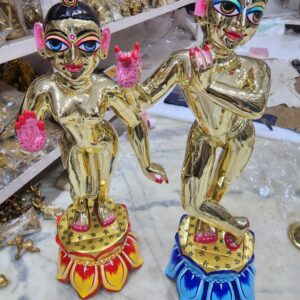 22Inch/53cm Handmade Brass Radha Krishna Statue Beautifully Painted, Crafted in Vrindavan for Devotional Worship big  Radha Krishna Statue