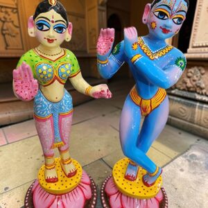 11inch/28cm solid brass beautifull blue painted  radha krishna from vrindavan , statue of radha krishna , hare krishna murti ,vrindavan