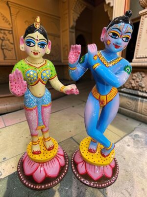 11inch/28cm solid brass beautifull blue painted  radha krishna from vrindavan , statue of radha krishna , hare krishna murti ,vrindavan