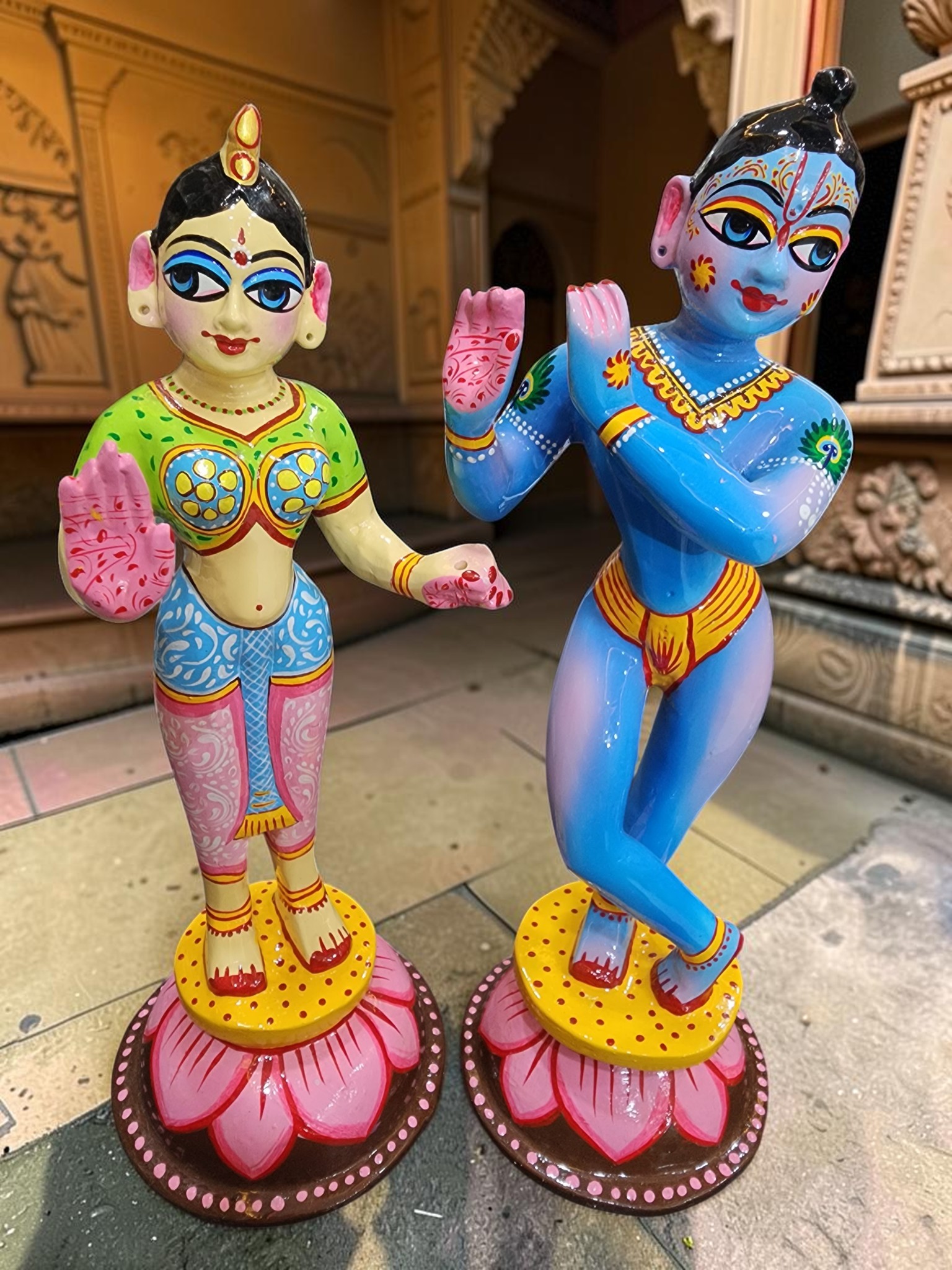 11inch/28cm solid brass beautifull blue painted  radha krishna from vrindavan , statue of radha krishna , hare krishna murti ,vrindavan