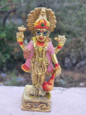 5.5" Standing Vishnu Idol | Solid Brass Antique Murti | Vrindavan Temple Decor | Hindu God Statue | Lord Narayana