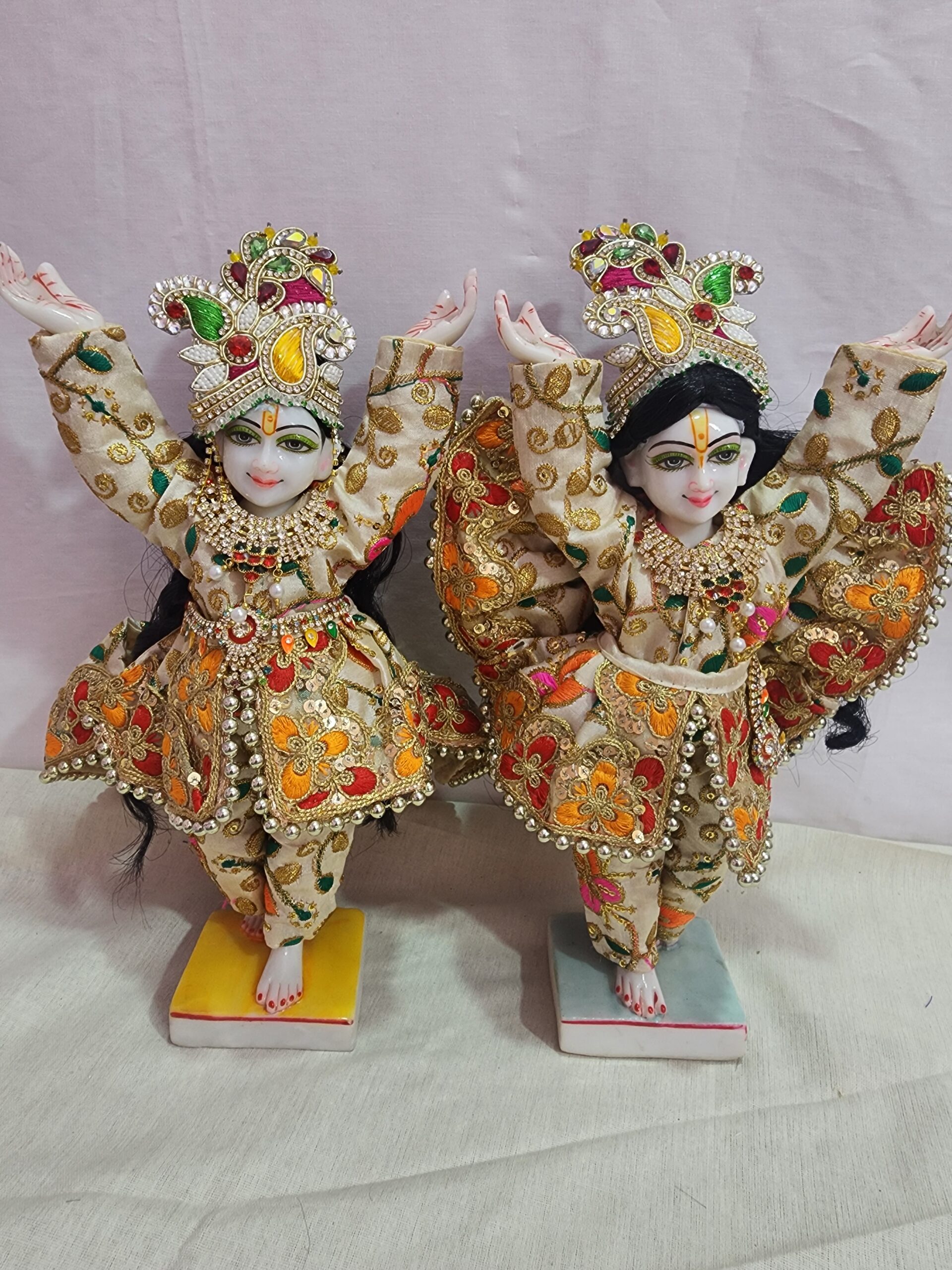 10inch realistic unique beautifull face gaur nitai statue with full accessories from vrindavan , handcrafted reral face goura nitai iskcon