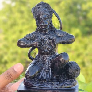9inch/23cm coconut wood black hanuman showing chest tear ram seeta inside heart , home decor , show piece , religious gift , hare krishna ,