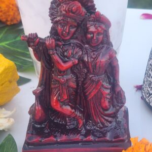 5inch/13cm coconut wood radha  krishna joint  standing statue with flute , home decor , show piece , religious gift , hare krishna