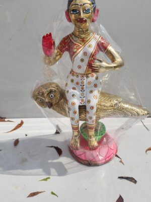 15inch/39cm lakshmi mata with owl /ullu , laxmi devi with ullu , solid brass statue .made in vrindavan , hare krishna mata , hindu goddess