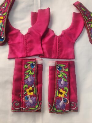 20241206_140205 Embroidery Outfit for Gaura Nitai, Beautiful Handmade Dress from Vrindavan, Custom Silk Dhoti Kurta for Gourang Deity Worship, All Sizes