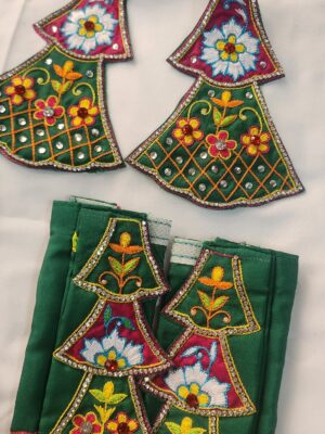 20241206_142728 Elegant Gourang Mahaprabhu Outfit, Embroidered Gaura Nitai Silk Dress, Handmade in Vrindavan, Custom Sizes for Temple and Home Worship