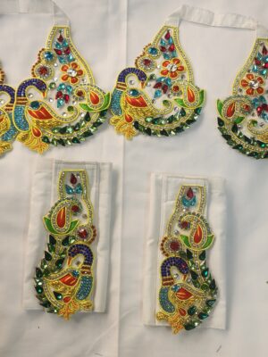 20241206_142933 Handmade Vrindavan Gaura Nitai Dress, Embroidered Devotional Outfit for Gourang Mahaprabhu, Custom Sizes for ISKCON Devotees