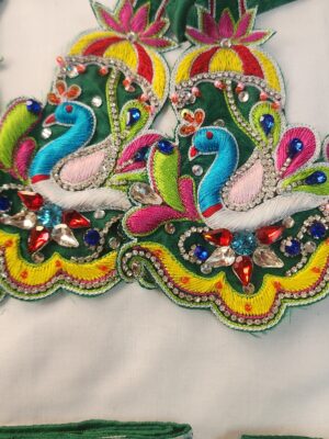 20241206_143812 Embroidered Gaura Nitai Outfit, Handmade Silk Dress for Gourang Mahaprabhu Deities, Vrindavan Craftsmanship, All Sizes Available