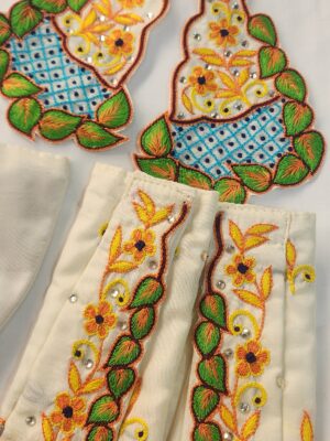 Handmade Deity Dress Peacock & Floral Design | Laddu Gopal to Large Temple Deities Outfit | Embroidered  Stone Work Vastra