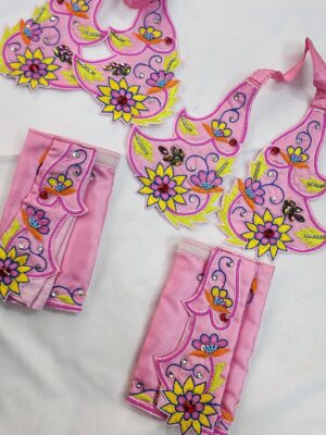 20241208_155442 Beautiful Gaura Nitai Handmade Outfit, Soft Silk Embroidery Dress with Dhoti & Kurta for ISKCON Temples, Custom Sizes by Vrindavan Artisans
