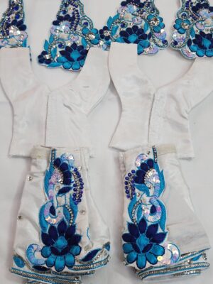 20241208_160614 Handcrafted Gaura Nitai Outfit, Stunning Embroidery Deity Dress for All Sizes, Silk Fabric Dhoti Kurta Set, Perfect for ISKCON Devotees,