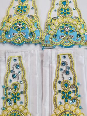 20241208_161904 Elegant Embroidered Outfit for Gaura Nitai, Handmade Silk Dhoti Kurta Shawl Set, Custom Sizes for Gourang Devotees, Made in Holy Vrindavan