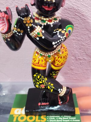 9.5inch/24cm marble dust radha ramn statue with gold leaf stone  , vrindavan king shri radha raman murti ,vrindavan self made deties ,