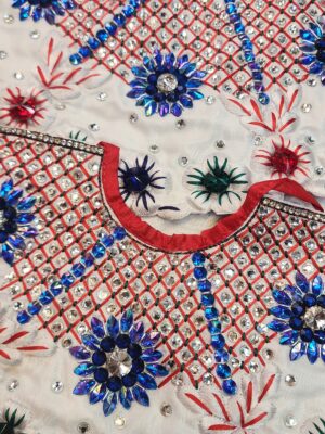 20250104_152126 Jagannath Baldev Subhadra Handmade Outfit, Exquisite Embroidered Dress, Custom Sizes for Deities, Made in Holy Vrindavan