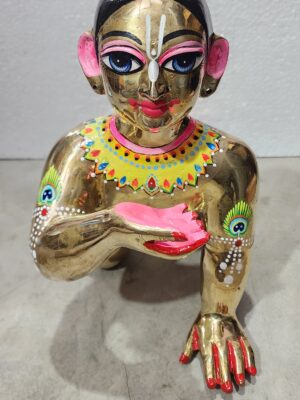 20250106_231616 11inch/28cm Brass Laddu Gopal Statue Finish, Vrindavan Made 12 No. Laddu Gopal Brass Idol , vrindavan bal gopal , baby krishna