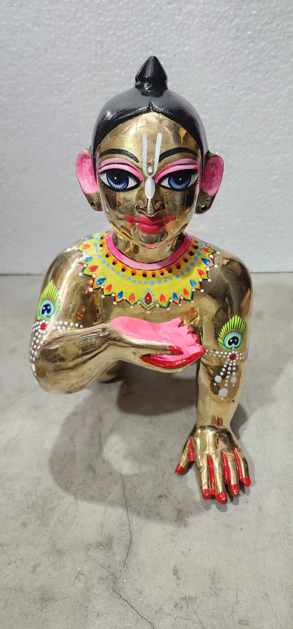 11inch/28cm   Brass Laddu Gopal Statue  Finish, Vrindavan Made 12 No. Laddu Gopal Brass Idol , vrindavan bal gopal , baby krishna