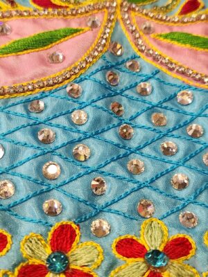 Vrindavan Embroidered Jagannath Baldev Subhadra Dress, Handmade Deity Outfit, Custom Sizes, Perfect for Home and Temple Pooja