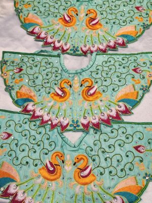 20250107_150541 Jagannath Baldev Subhadra Deity Dress, Handmade Embroidered Outfit, Made in Vrindavan, Available in All Sizes for Worship