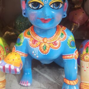 11inch/28cm/12 no   blue painted brass laddu gopal deity , vrindavan bal gopal , baby krishna , lord krishna in little form , baby krishna